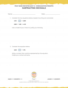 PIGGY BANK REVISITED [DAY 1] - CONSOLIDATION PROMPTS