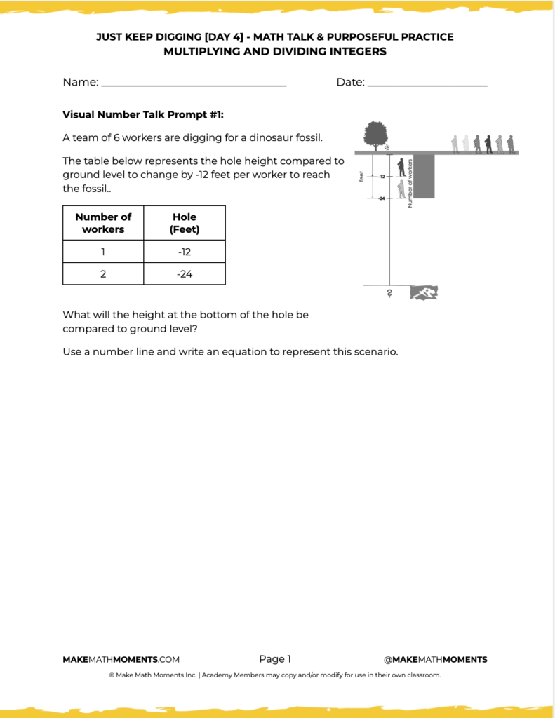 Just Keep Digging [Day 4] - Multiplying and Dividing Integers Number Talk